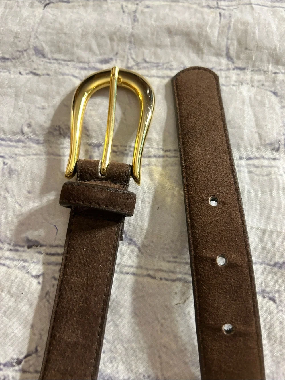 GENUINE SUEDE CHOCOLATE BROWN WOMEN’S BELT GOLD TONE BUCKLE SIZE XL